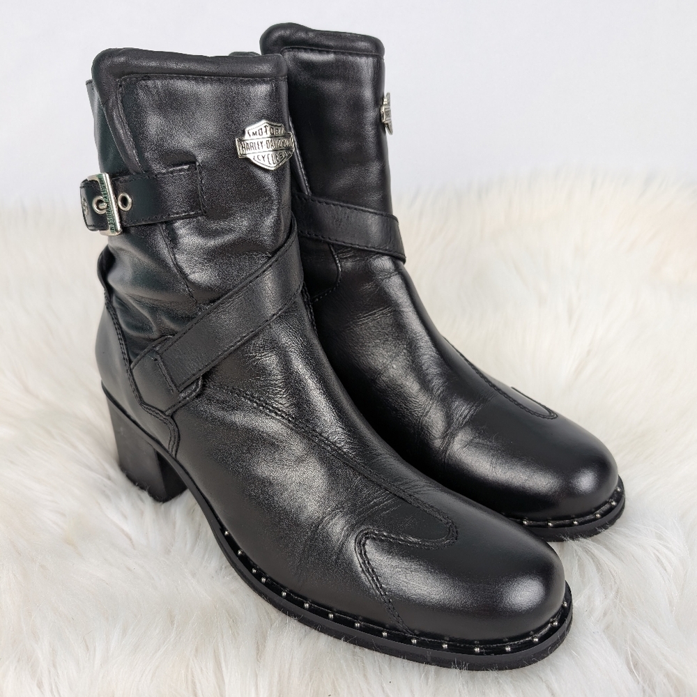 Harley Davidson leather ankle riding boots, women's size 8.5, black